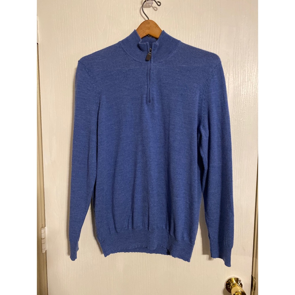 Jos. A. Bank Mens Blue 100% Merino Wool Quarter Zip Sweater Tailored Fit M
0757